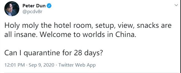 3354835378166570179 国内环境引国外选手大赞!G2更新推特,酒店隔离条件太好了