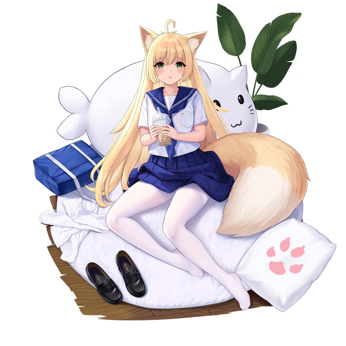 每日好图：二次元白丝美少女！足控福利！【画师：ALLENES】