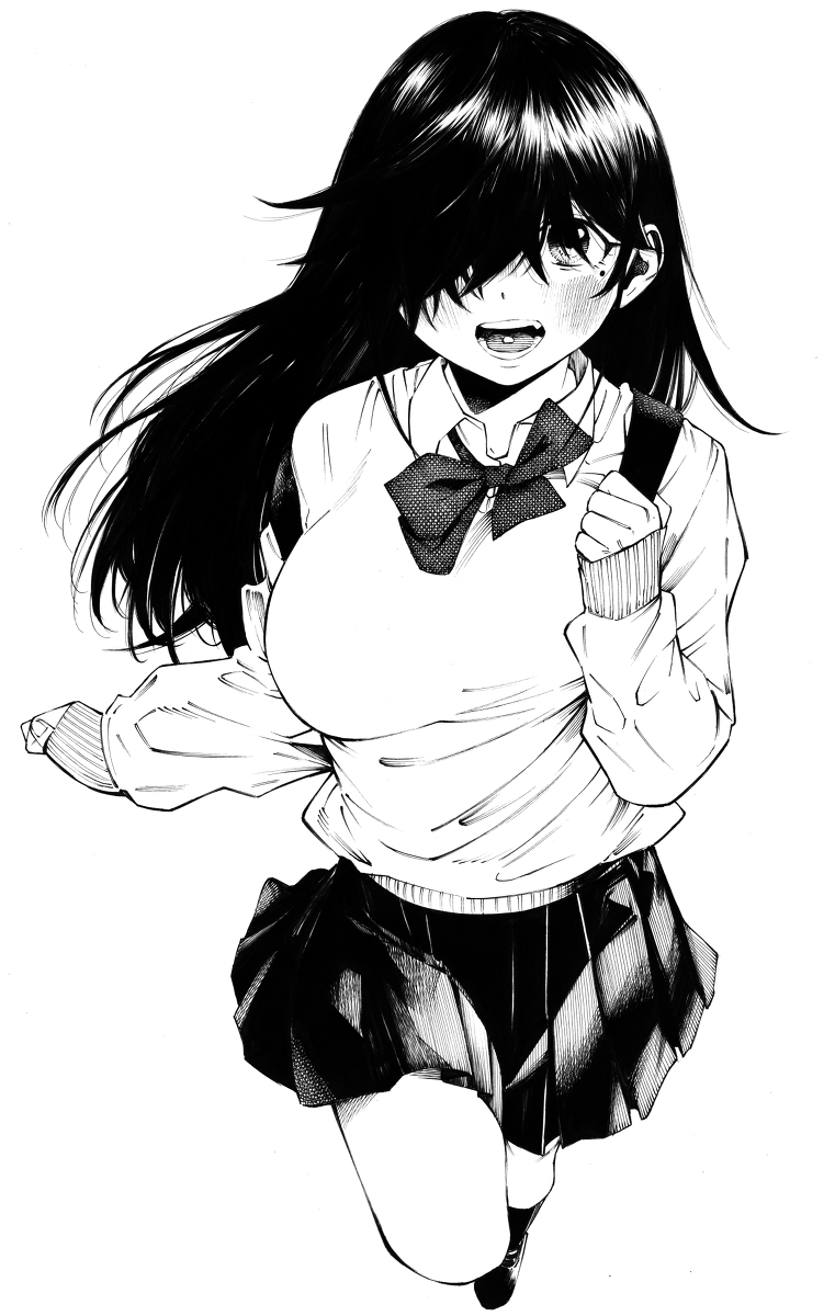 每日好图：P站#黑白手绘风#女子高中生#JK#插画欣赏【画师：ガガイモ】