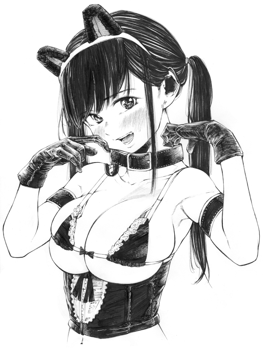 每日好图：P站#黑白手绘风#女子高中生#JK#插画欣赏【画师：ガガイモ】