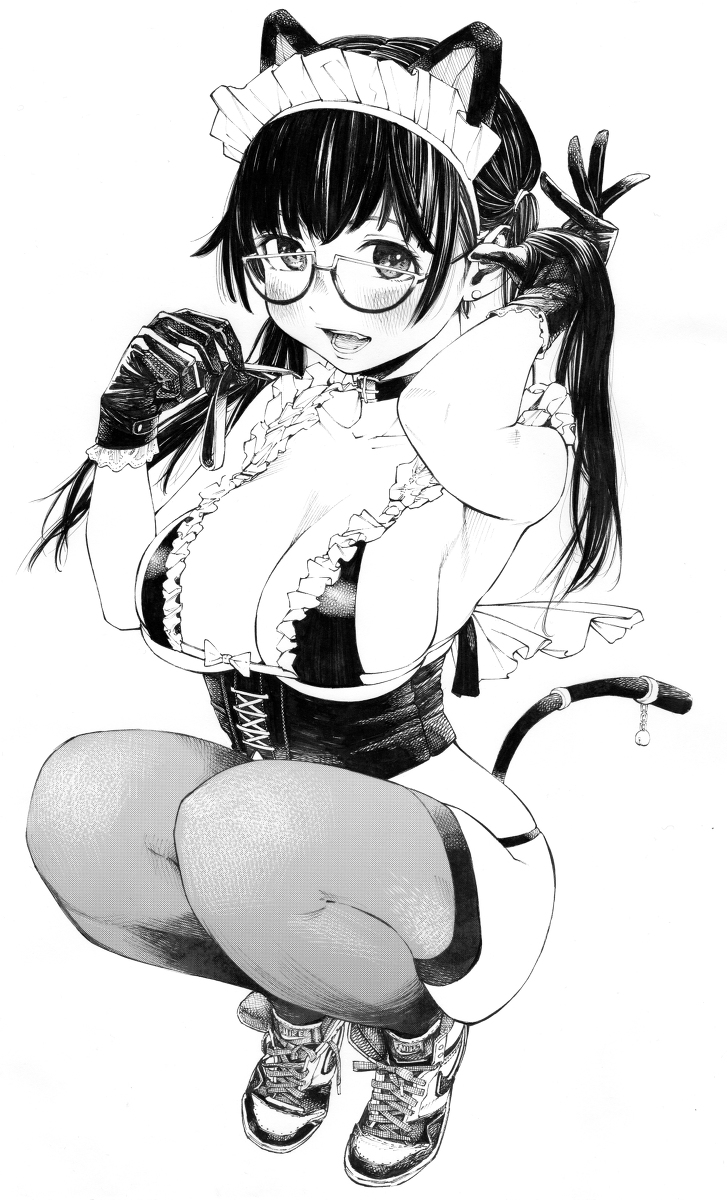每日好图：P站#黑白手绘风#女子高中生#JK#插画欣赏【画师：ガガイモ】