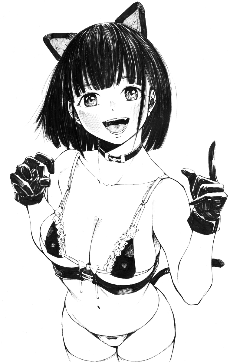 每日好图：P站#黑白手绘风#女子高中生#JK#插画欣赏【画师：ガガイモ】