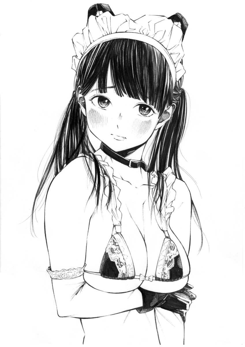 每日好图：P站#黑白手绘风#女子高中生#JK#插画欣赏【画师：ガガイモ】