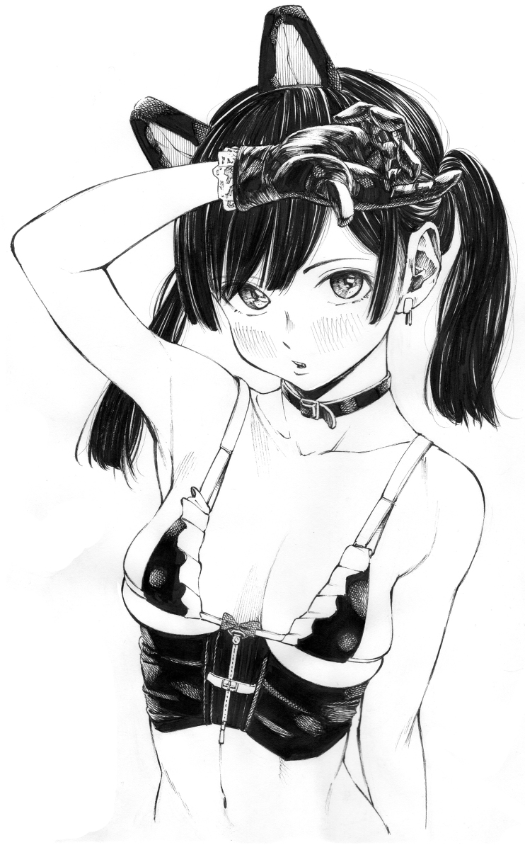 每日好图：P站#黑白手绘风#女子高中生#JK#插画欣赏【画师：ガガイモ】