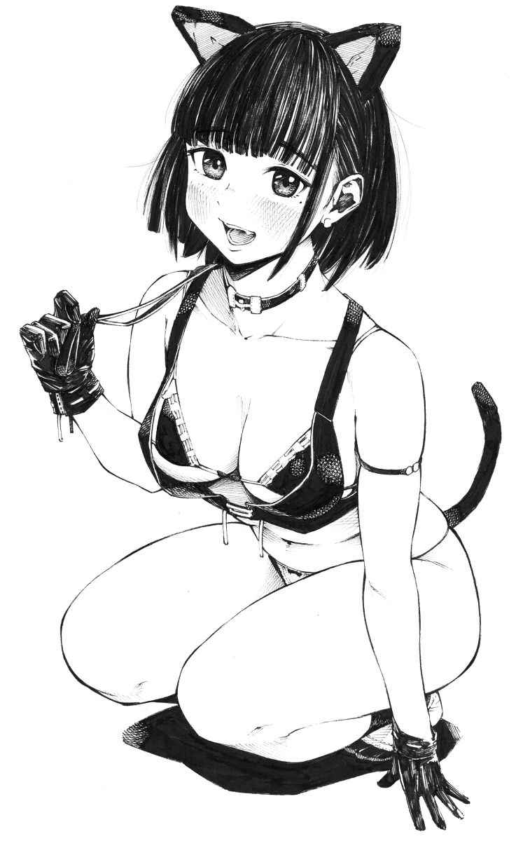 每日好图：P站#黑白手绘风#女子高中生#JK#插画欣赏【画师：ガガイモ】