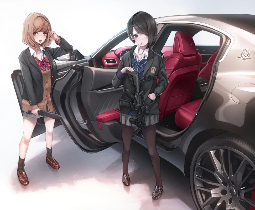 每日好图：JK、枪与车【画师：海凪コウ】