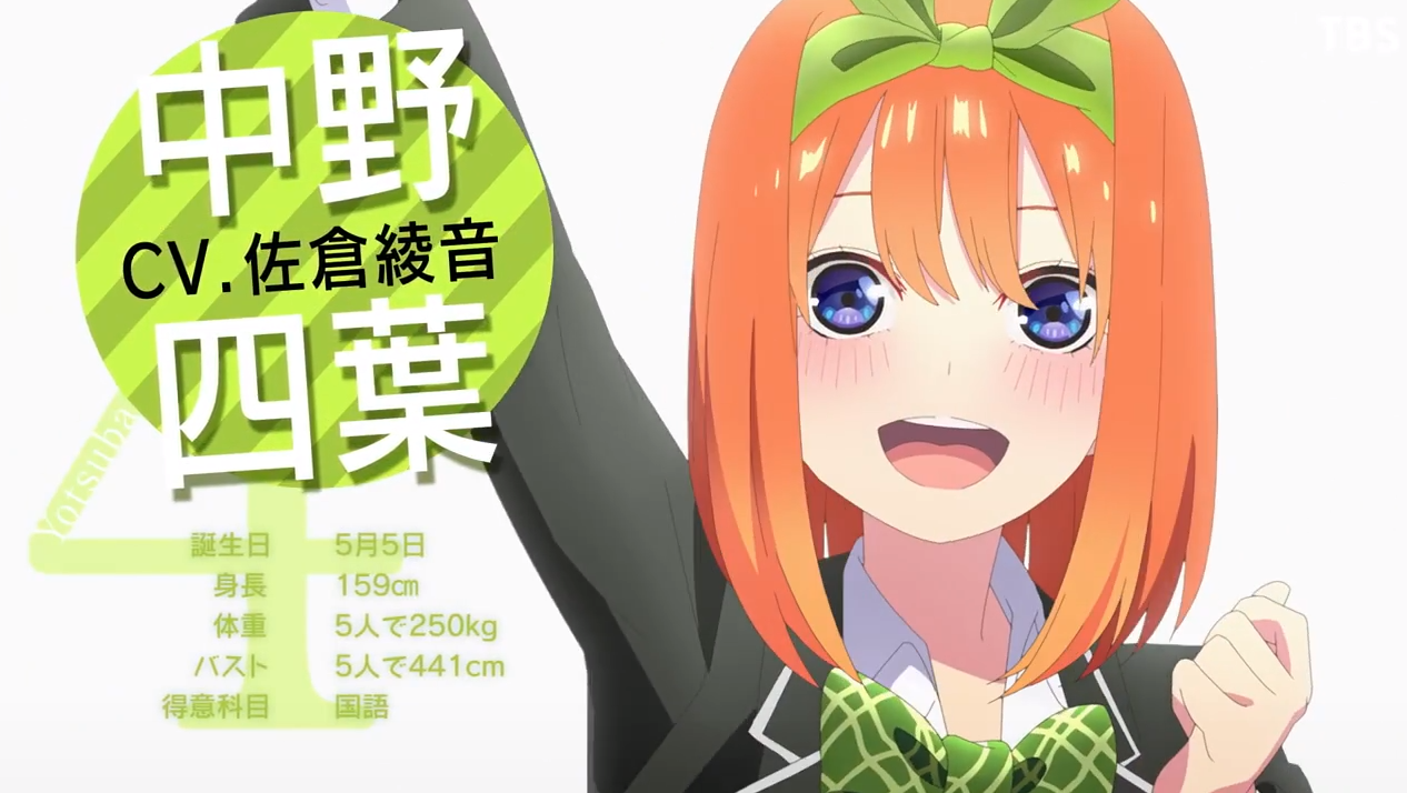 1月新番：《五等分的新娘∬》第二季PV “四叶ver” 公布