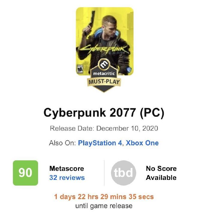《赛博朋克2077》媒体评测:IGN评分9/10、GameSpot 7/10插图1 《赛博朋克2077》媒体评测:IGN评分9/10、GameSpot 7/10
