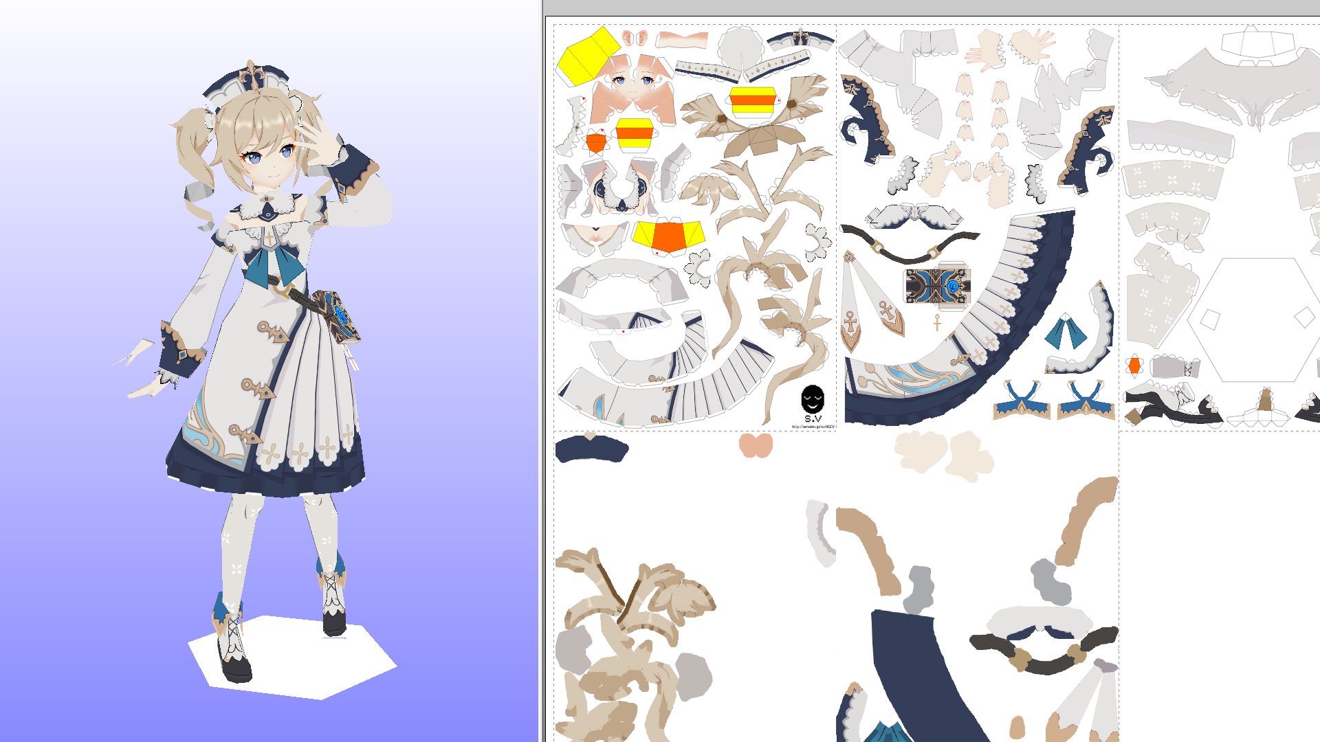 高玩设计原神“芭芭拉”3D纸模，还原度100%！