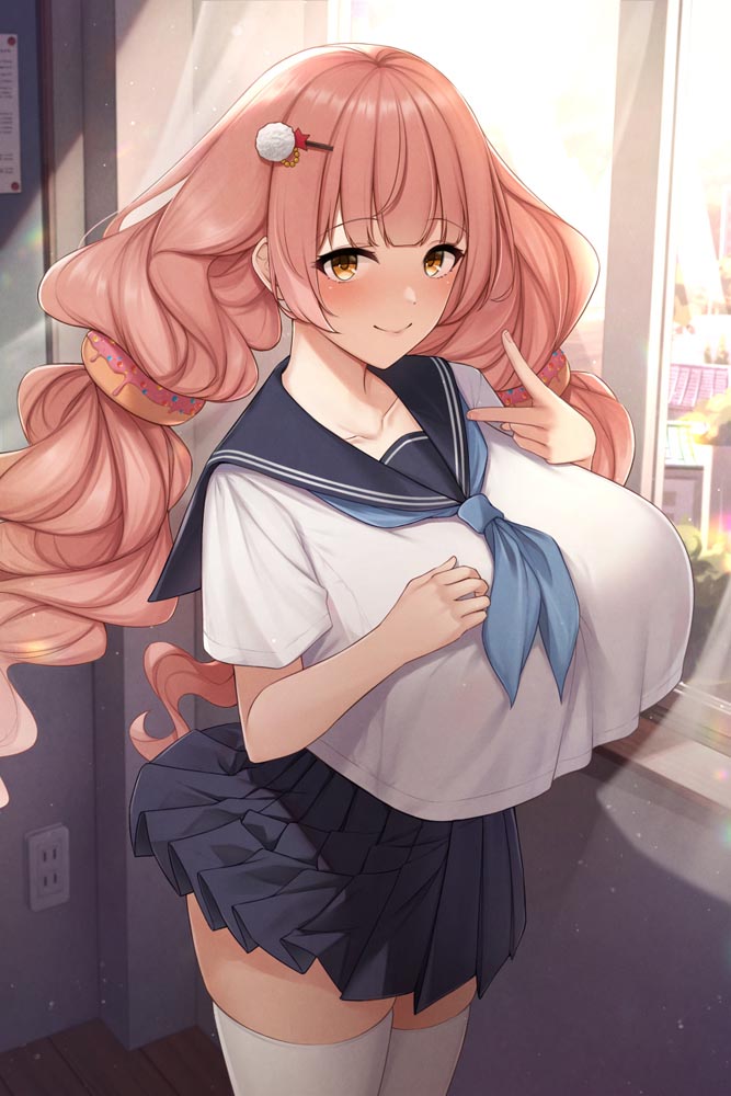 每日好图：“实在是太大了”#二次元巨乳美少女#P站大神【画师：缶子牧場】