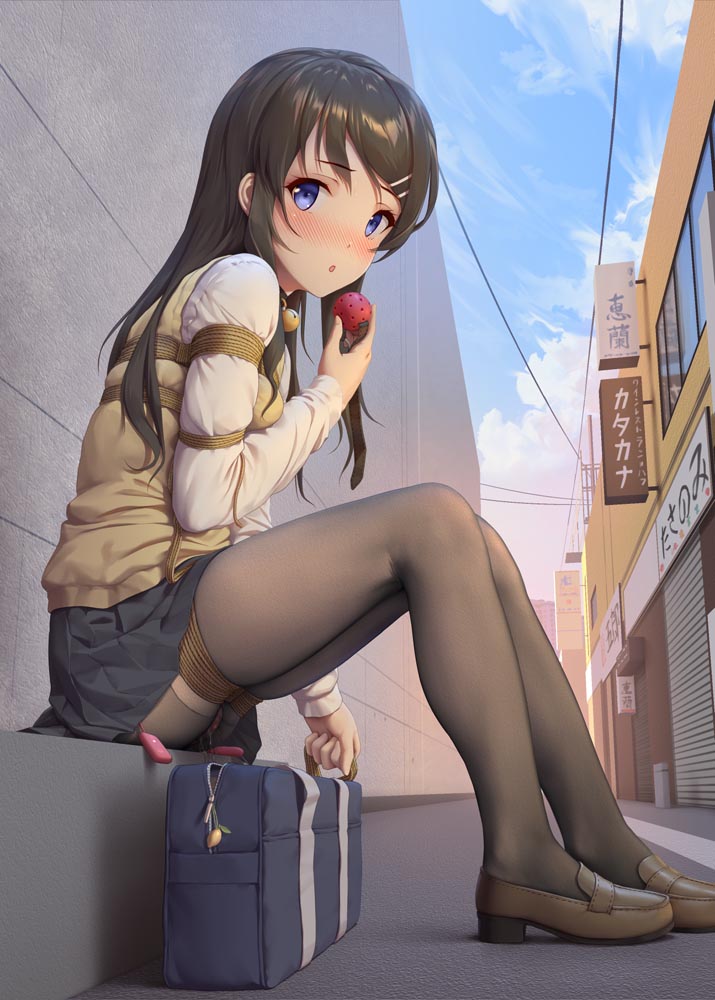 每日好图：二次元白丝捆绑紧缚拘束插画【画师ひみつ】