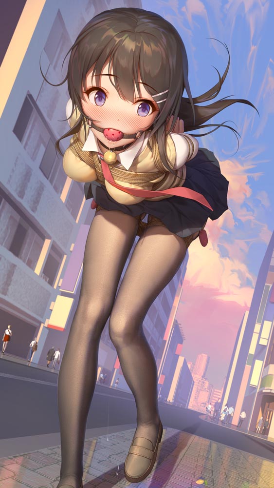 每日好图：二次元白丝捆绑紧缚拘束插画【画师ひみつ】