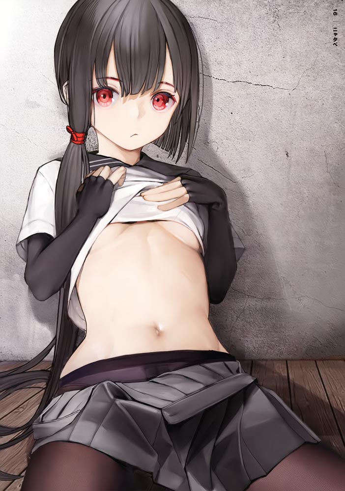 每日好图：肚脐×黑丝插画集[GAKAKU (よろず)] へそ×タイツ