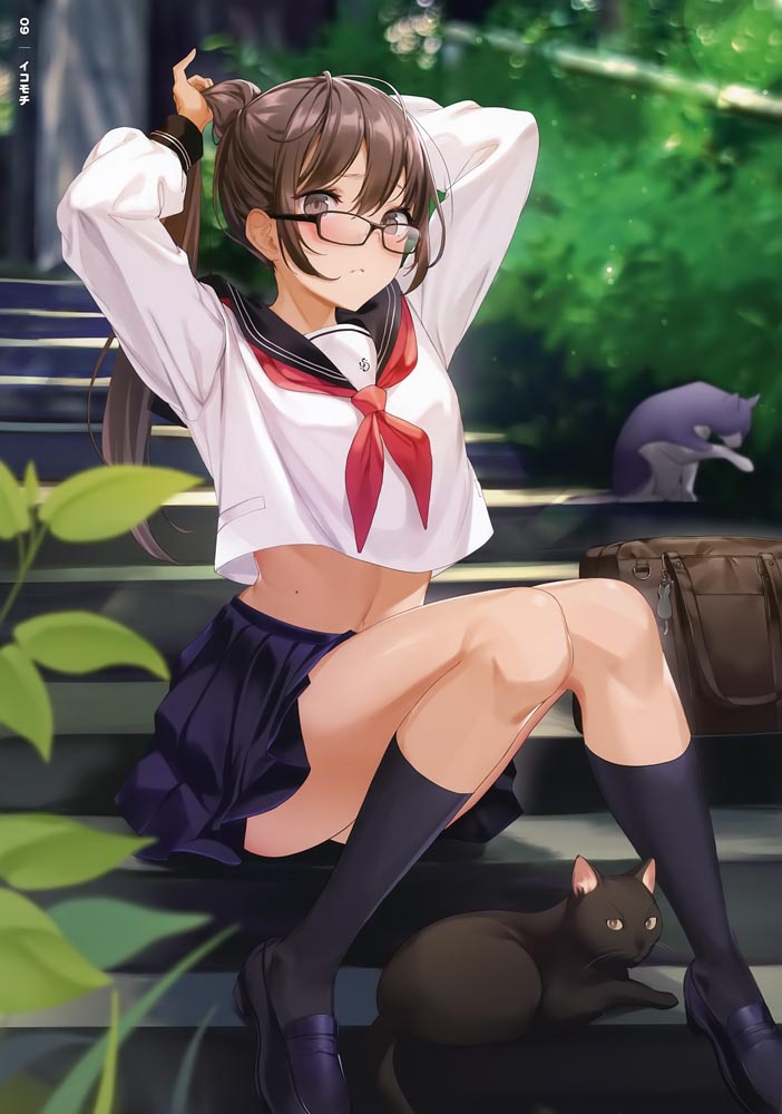 每日好图：肚脐×黑丝插画集[GAKAKU (よろず)] へそ×タイツ