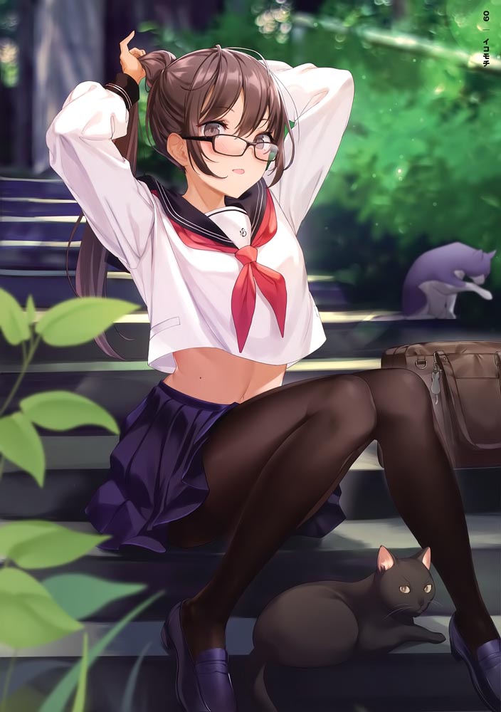 每日好图：肚脐×黑丝插画集[GAKAKU (よろず)] へそ×タイツ