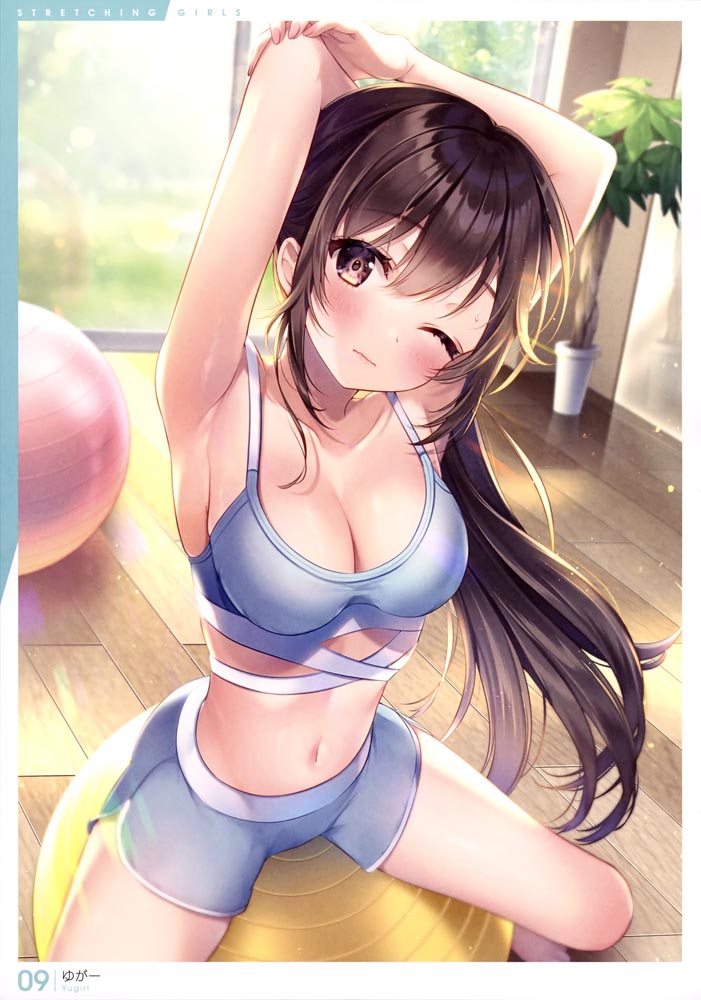 画集：拉伸女孩~有益健康？的插画【電撃萌王 2021年6月号付録】