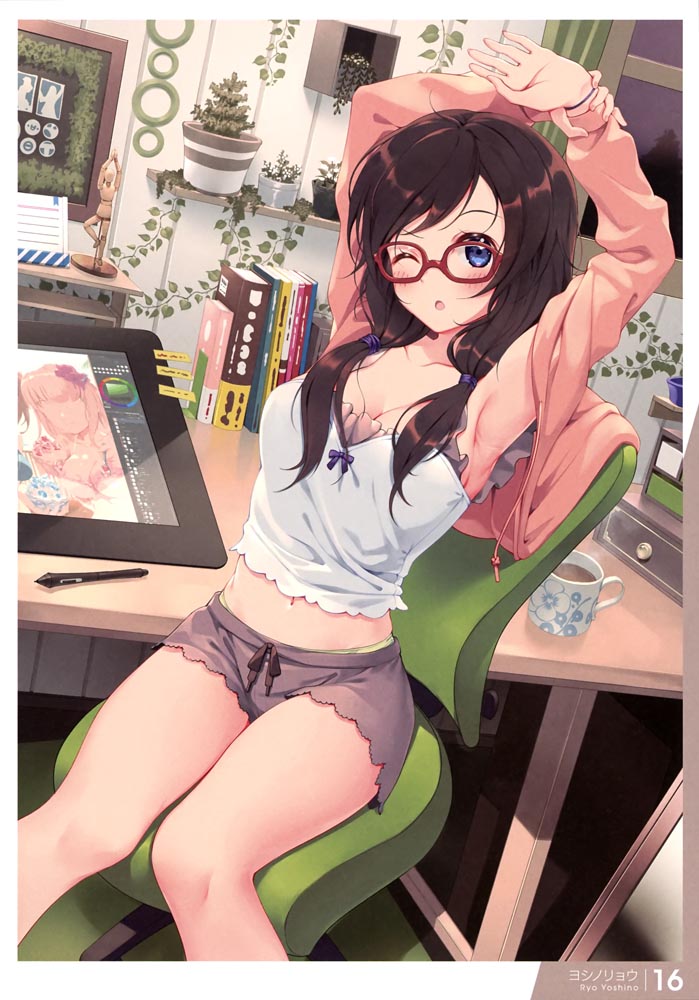 画集：拉伸女孩~有益健康？的插画【電撃萌王 2021年6月号付録】