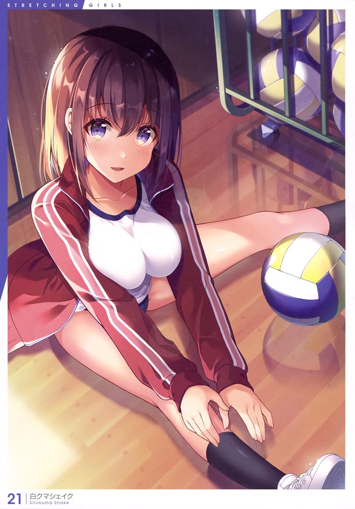 画集：拉伸女孩~有益健康？的插画【電撃萌王 2021年6月号付録】