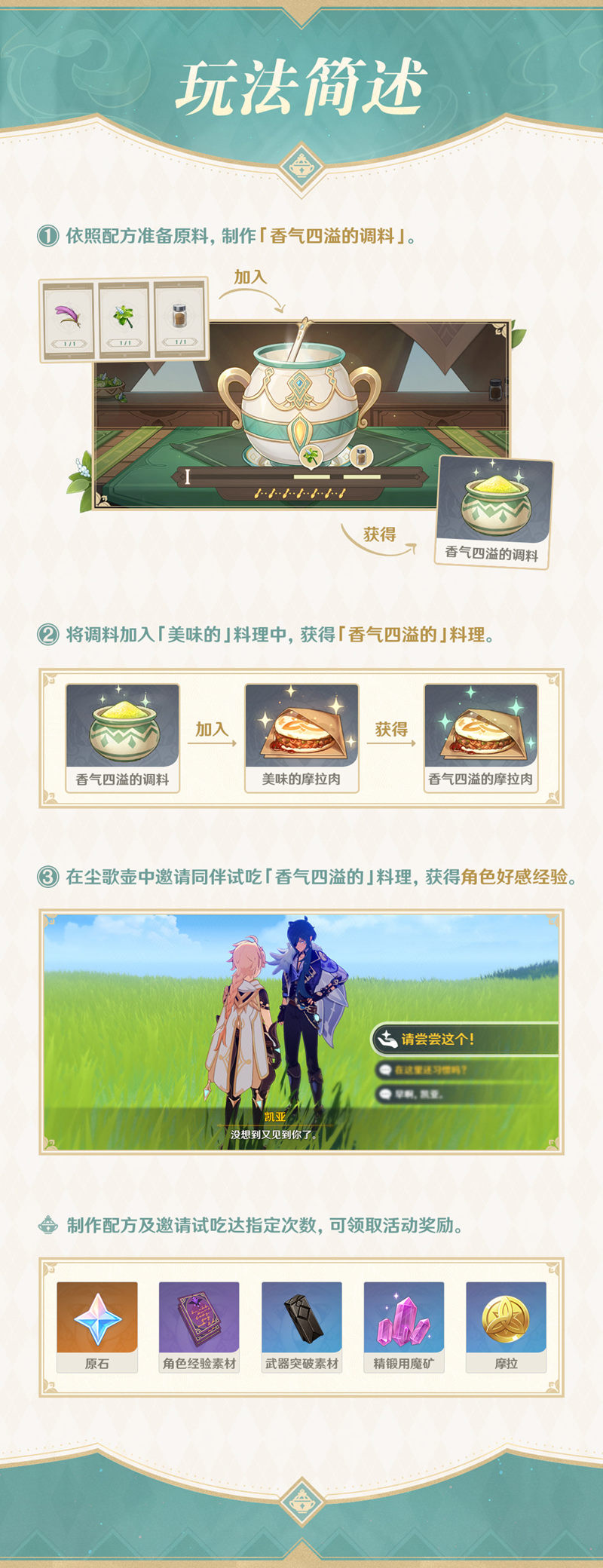 原神 2.6：料理活动「有香自西来」玩法说明
